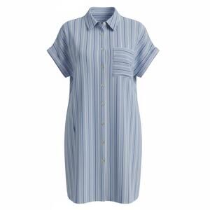 Apres Button Down Shirt Womens Large Blue Striped Short Sleeve Pocket Top Casual